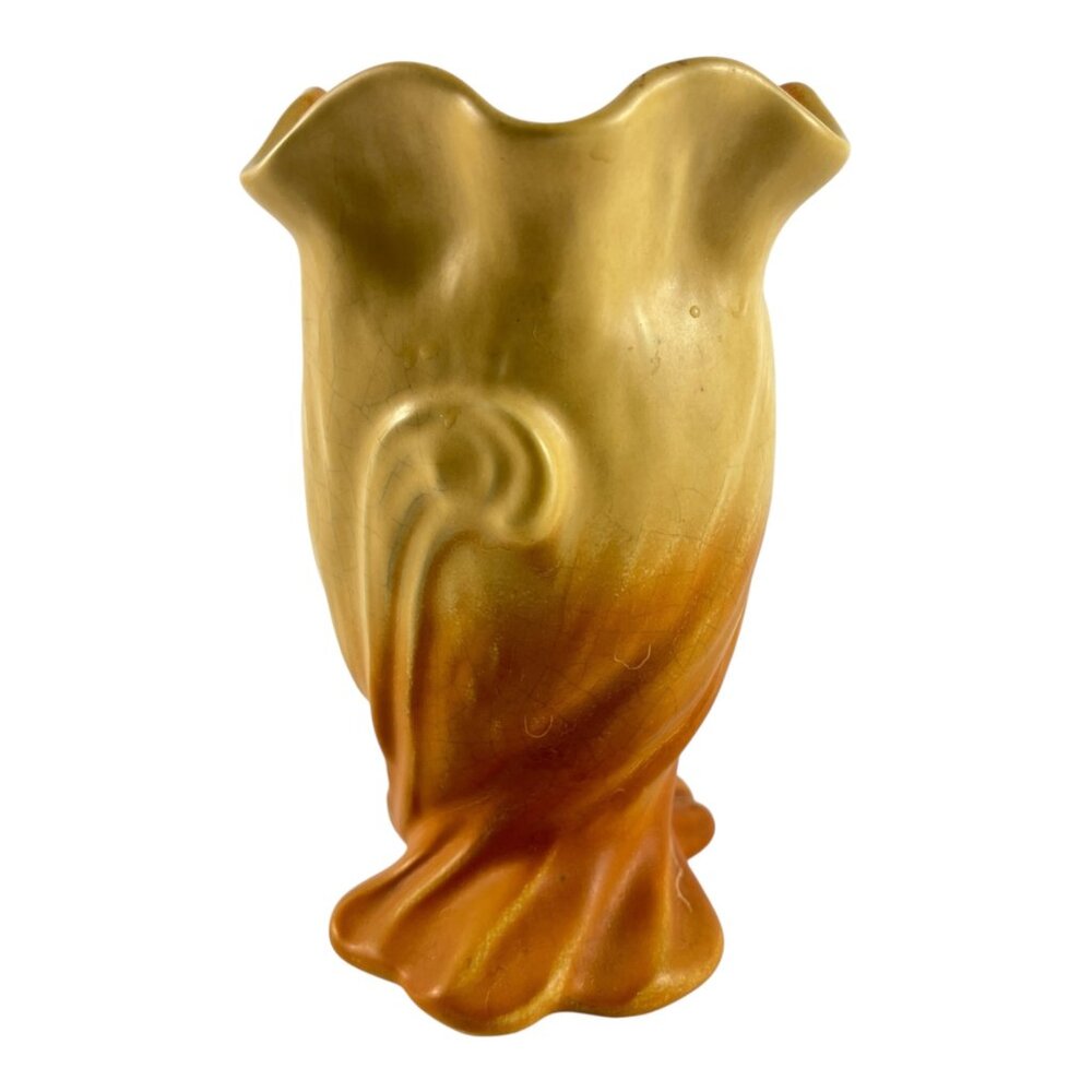 Vintage Arts and Crafts Weller Pottery Brown Orange Roba Bluebell Vase R3 - Picture 5 of 7